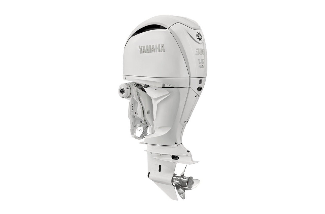 Yamaha 300hp White DEC Outboard · Digital Electronic Controls, 35″ Shaft, Counter Rotation · LF300ESB2